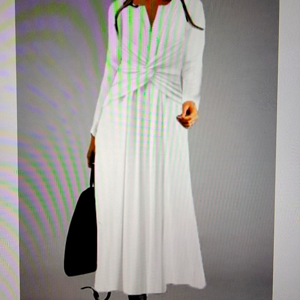 Casual white V neck maxi dress.